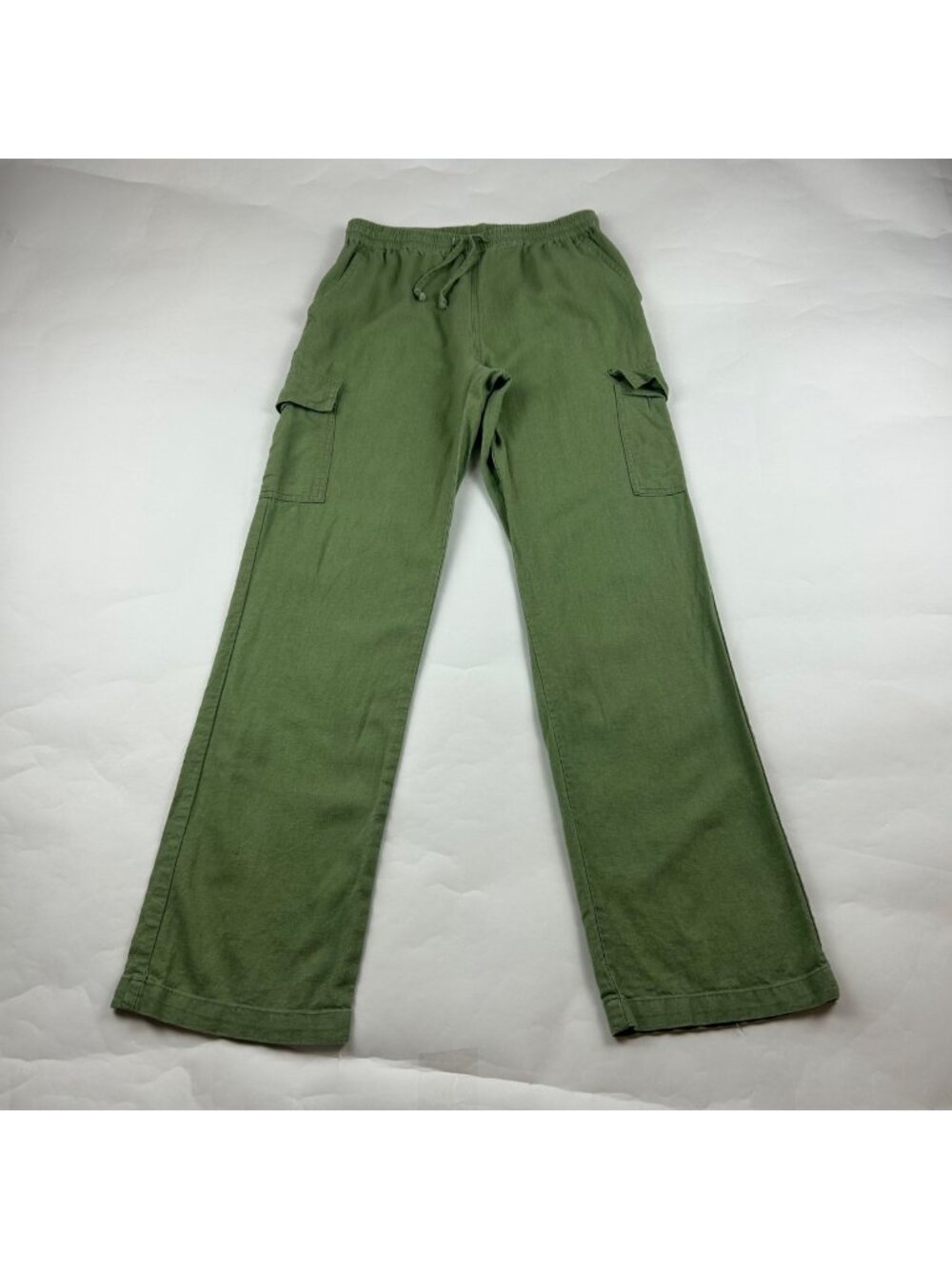 Love Tree Sage Green Linen Blend Cargo Pant S
